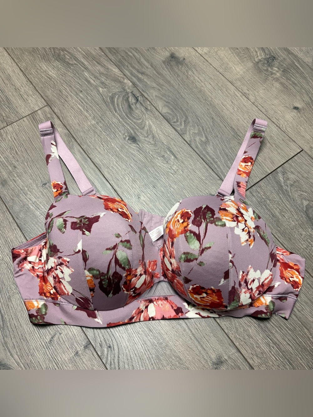 42C purple floral bra